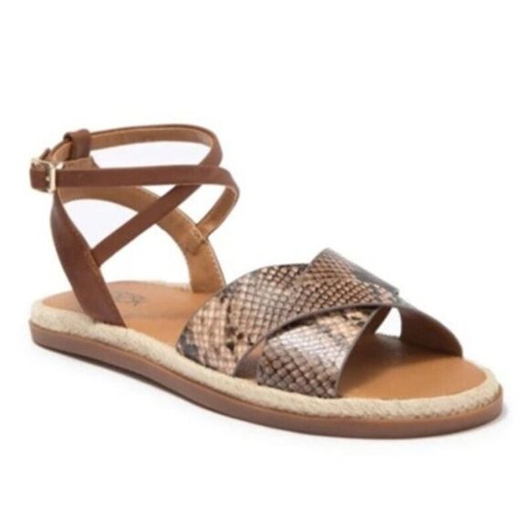 Nordstrom Rack Snakeskin Ankle Strap Espadrille Sandals Size 4 - Picture 1 of 6